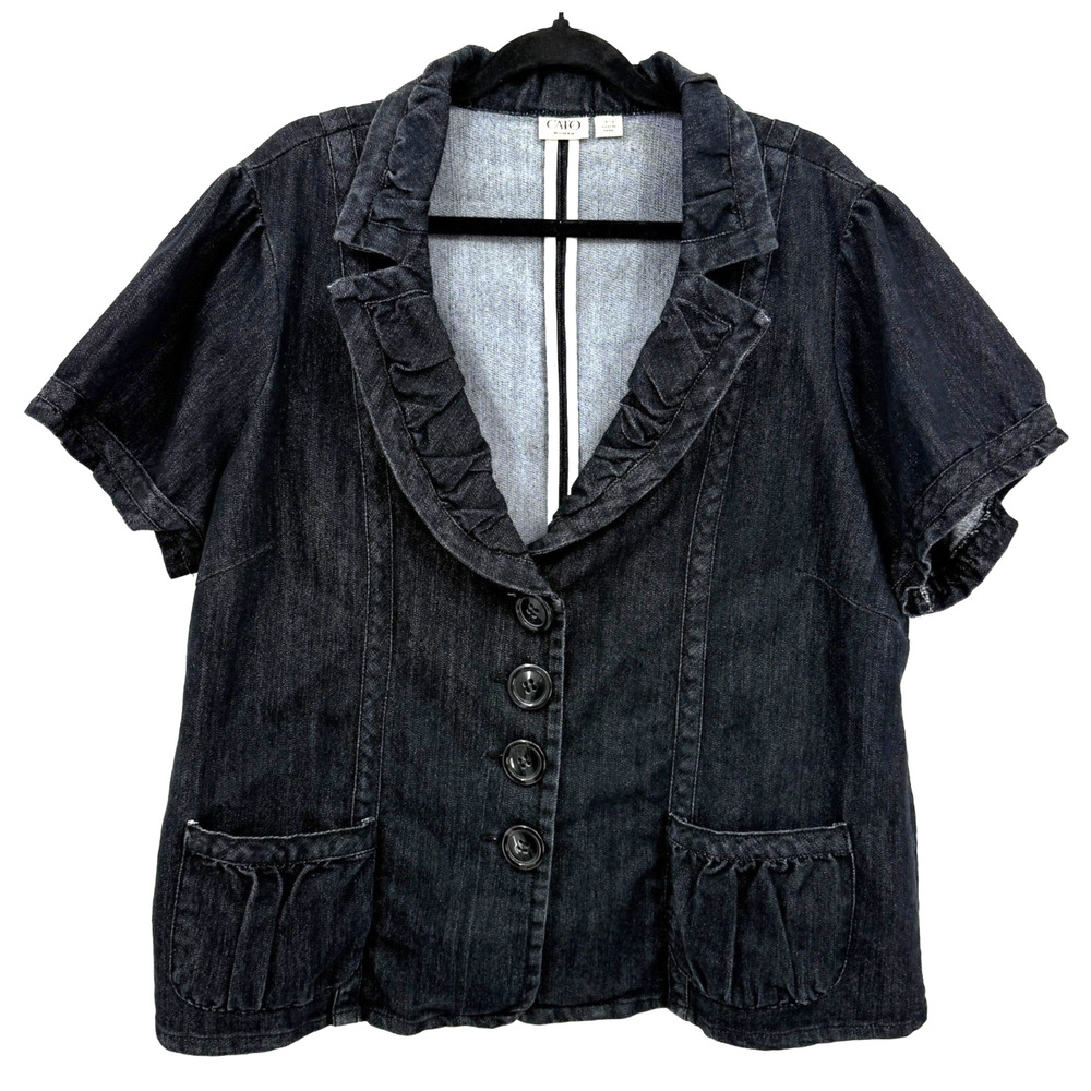 Cato Woman Denim Top Jacket Women's 18/20 Heathered Black Office Wear Workwear - Picture 2 of 8